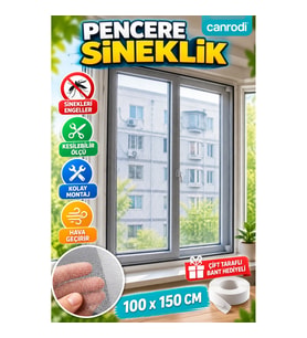 Kesilebilir Pencere Sinekliği 100x150 CM Çift Taraflı Bant Hediyeli Tül File