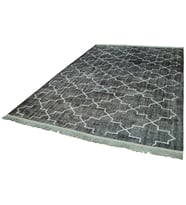 Salon Halısı Antrasit Gri Modern Geometrik Desenli El Dokuma Yün Pamuk Karışımı Yatak Odası