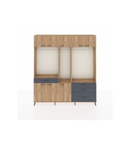 Arges Dolap 8 Raflı 4 Çekmeceli 3 Askılı 220x30x243 Çam-Çam/Antrasit