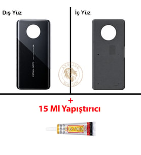 Infinix Note 7 Siyah Uyumlu Arka Kapak + B7000 Yapıştırıcı Arka Cam Batarya Pil Kapağı Lazer Kesim