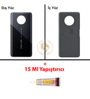Infinix Note 7 Siyah Uyumlu Arka Kapak + B7000 Yapıştırıcı Arka Cam Batarya Pil Kapağı Lazer Kesim