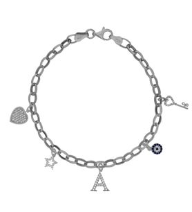 925 Ayar Gümüş Harfli Charm Bileklik (Gümüş)