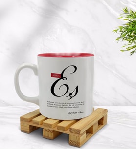 BK Gift Kişiye Özel Mânâ Eş Tasarımlı İçi Kırmızı Renkli Kupa Bardak Model 1