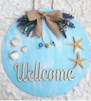 DENİZ YILDIZLI MAVİ WELLCOME YAZILI KAPI SÜSÜ-ÇELENK