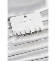 Gümüş Renk Pirinç 3 Çift Kadın Küpe Seti 5886 - SSSSSS4908-1177