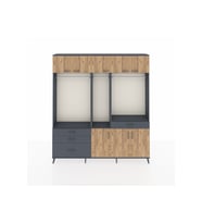 Arges Dolap 8 Raflı 4 Çekmeceli 3 Askılı 220x30x243 Antrasit-Çam/Antrasit