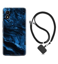 TCL 303 Kılıf Resimli Boyun Askılı İpli Desenli Silikon Blue MArble 1379
