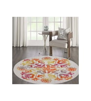 Eliana Home Baskılı, Yıkanabilir Kaymaz Taban Yuvarlak Halı LNA7047 120x120 cm (Mavi)