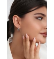 Kadın 925 Ayar Gümüş Zirkon Taşlı Küpe (Rodyum)
