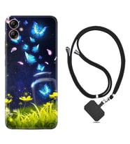 Samsung Galaxy A04E Kılıf Resimli Boyun Askılı İpli Desenli Silikon Flowers Fox 1309