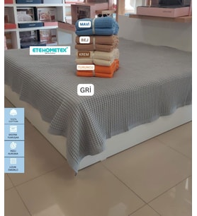 ETEHOMET HAVUZLU PİKE ÇİFT KİŞİLİK 220x240cm GRİ 8696474231653