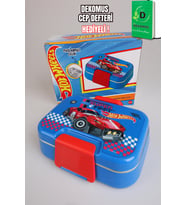 x Dekomus Lisanslı Hotwheels Super Fast Collection 2 Katlı Paslanmaz Çelik Yemek Kabı "Dekomus Cep Defteri Hediyeli"