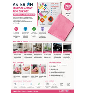 Asterion Mikrofilament Pembe Temizlik Bezi 40x40 cm 10'lu