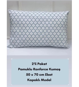 NİVEMESHOME MAVİ GEOMETRİK DESEN 2 Lİ YASTIK KILIFI KAPAKLI 50X70