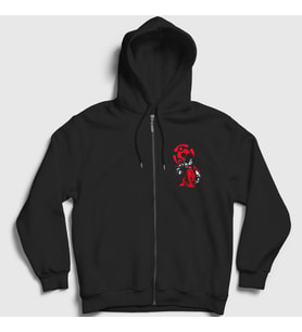 Presmono Unisex Siyah Madara Anime Naruto Fermuarlı Kapüşonlu Sweatshirt 133927tt