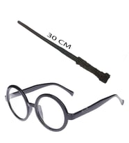 Harry Potter Asası 30 cm ve Siyah Çerçeveli Harry Potter Gözlüğü Seti