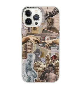 Iphone 12 Pro Uyumlu Aesthetic Sanatsal Kolaj Tasarımlı Şeffaf Telefon Kılıfı