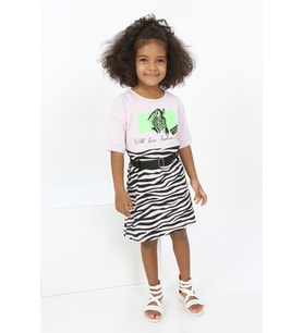 Toontoy Kız Çocuk Zebra Baskılı Elbise (Açık Lila)