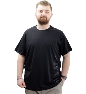 Mode XL Büyük Beden Baskılı Erkek T-Shirt Bisiklet Yaka SIMPLICITY U24046 Siyah