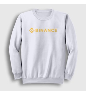 Presmono Unisex Beyaz Logo Binance Bitcoin Sweatshirt 323032tt (Beyaz)