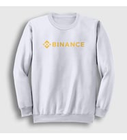 Presmono Unisex Beyaz Logo Binance Bitcoin Sweatshirt 323032tt (Beyaz)