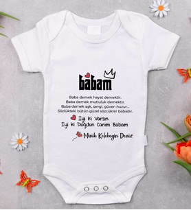 BK Kids İsimli İyi Ki Doğdun Canım Babam Tasarımlı Bebek Body Zıbın - Model 1