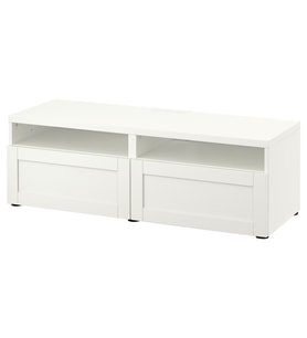 TV Sehpası, Beyaz, 120x42x39 cm, Fren Raylı