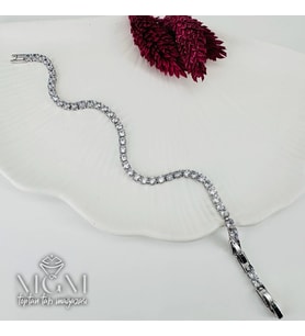 Rodyum Zirkon 3 Mm Taşlı Pirinç Bileklikler 18+2 Cm Uzatma Payı - Kbl0085