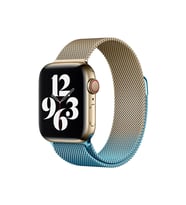 Mey İthalat® Watch 38Mm Metal Mıknatıslı Kordon - Metalik Gold-Mavi