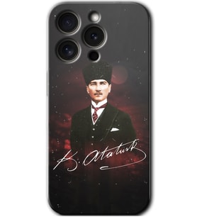 İphone 15 Pro Kılıf HD Desen Baskılı Kılıf - Kemal Atatürk