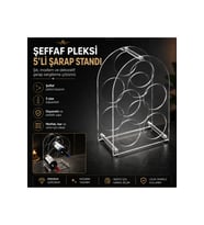 ŞEFFAF PLEKSİ 5'Lİ ŞARAP STANDI & ŞİŞELİK &MAHZEN RAFI