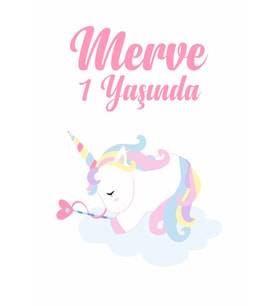 Unicorn Temalı Doğum Günü Afişi 50x70 cm