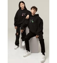 Kalpli Dinazorlar Sevgili/Çift/Arkadaşlık 2'li Kapşonlu Sweatshirt Seti (Siyah)