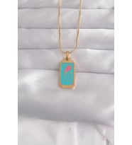 316L Çelik Gold Renk Mavi Mineli Tarot Kolye (Karışık)