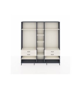 Arges Dolap 11 Raflı 4 Çekmeceli 2 Askılı 220x30x243 Antrasit-Aytaşı/Aytaşı