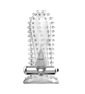 OdinsShop 14 cm Titreşimli Şeffaf Tırtıklı Penis Kılıfı