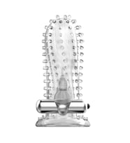OdinsShop 14 cm Titreşimli Şeffaf Tırtıklı Penis Kılıfı