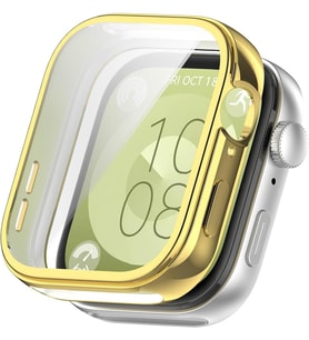 Huawei Watch Fit 3 için Kılıf 360 Full Round Soft Silicone Gold [Watch Fit 3 ile Uyumlu Kılıf - Gold]