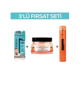 Fontenay Pudra Toz Wax Mavi 20gr + Face And Body Scrub Çilekli 350ml +Saç Spreyi 400ml 3'Lü Set