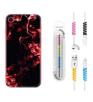 Apple iPhone 5 6 7 8 Plus Se XR Kılıf Kablo Koruma Spiral Silikon Red Smoke 1745