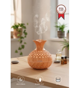 Hava Nemlendiricisi Led Işıklı Flower Ultrasonik 300 ML H15 Ahşap (Bej)