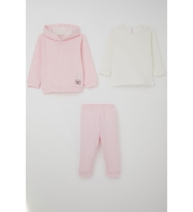 Breeze Kız Bebek Bodyli 3 Lü Takım Sevimli Minik Tavşancık Armalı Çıtçıtlı 4 Ay-1 Yaş, Pembe