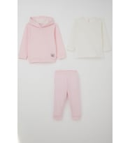 Breeze Kız Bebek Bodyli 3 Lü Takım Sevimli Minik Tavşancık Armalı Çıtçıtlı 4 Ay-1 Yaş, Pembe