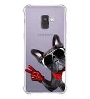 PrintiFy Samsung Galaxy A8 Plus 2018 Köpek 2 Baskılı Şeffaf Köşe Korumalı Antişok Kılıf