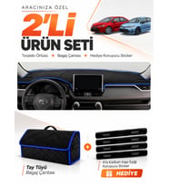 TOYOTA COROLLA E210 HAYALET GÖSTERGE YOK (2018-2026) Uyumlu Torpido + Tay Tüyü Çanta Seti - Siyah Mavi