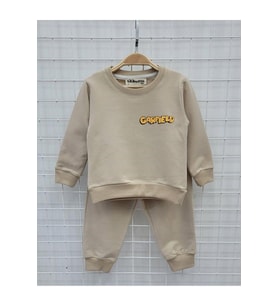 GARFİELD BASKİLİ EŞOFMAN TAKIMI UNISEX EŞOFMAN TAKİMİ (Kahverengi)