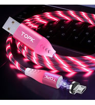 Topk Manyetik Mıknatıslı Kayar Işıklı Mikro Usb Kablo 1 Metre
