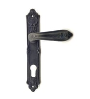 Antika Tarz Dekoratif Pirinç Çiçekli Banyo Kapı Kolu - 240x40 Mm, Oksit