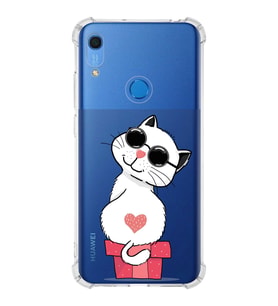 Huawei Y6s Uyumlu Köşe Korumalı Antişok Kapak Coolcat Tasarımlı Şeffaf Silikon Kılıf