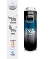Coral High 500 ml Erkek Çocuk Pipetli Termos/Matara - Nefti Gri Renk Geçişli - Çift Kullanım Özelliği